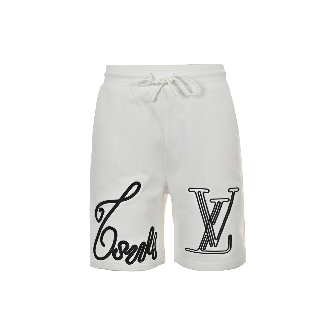 embroidered large letter logo shorts