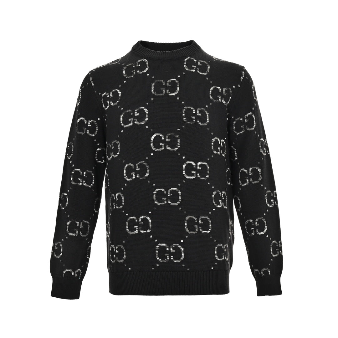 Gradient all-over jacquard logo crew neck sweater