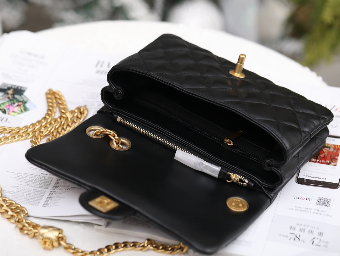 New Model Adjustable Buckle Flap Bag black