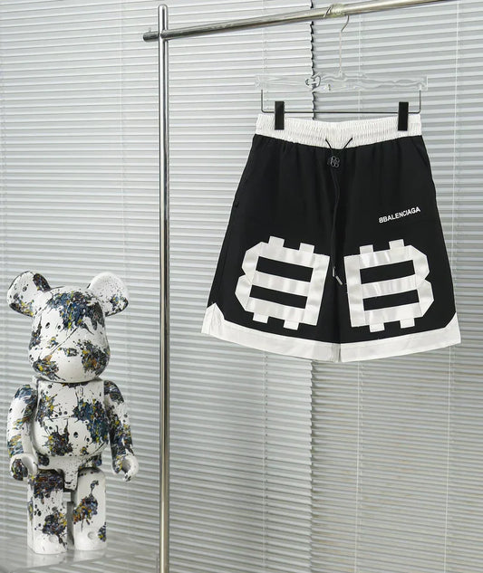 Spring and summer embroidered contrast color three-dimensional webbing stitching shorts