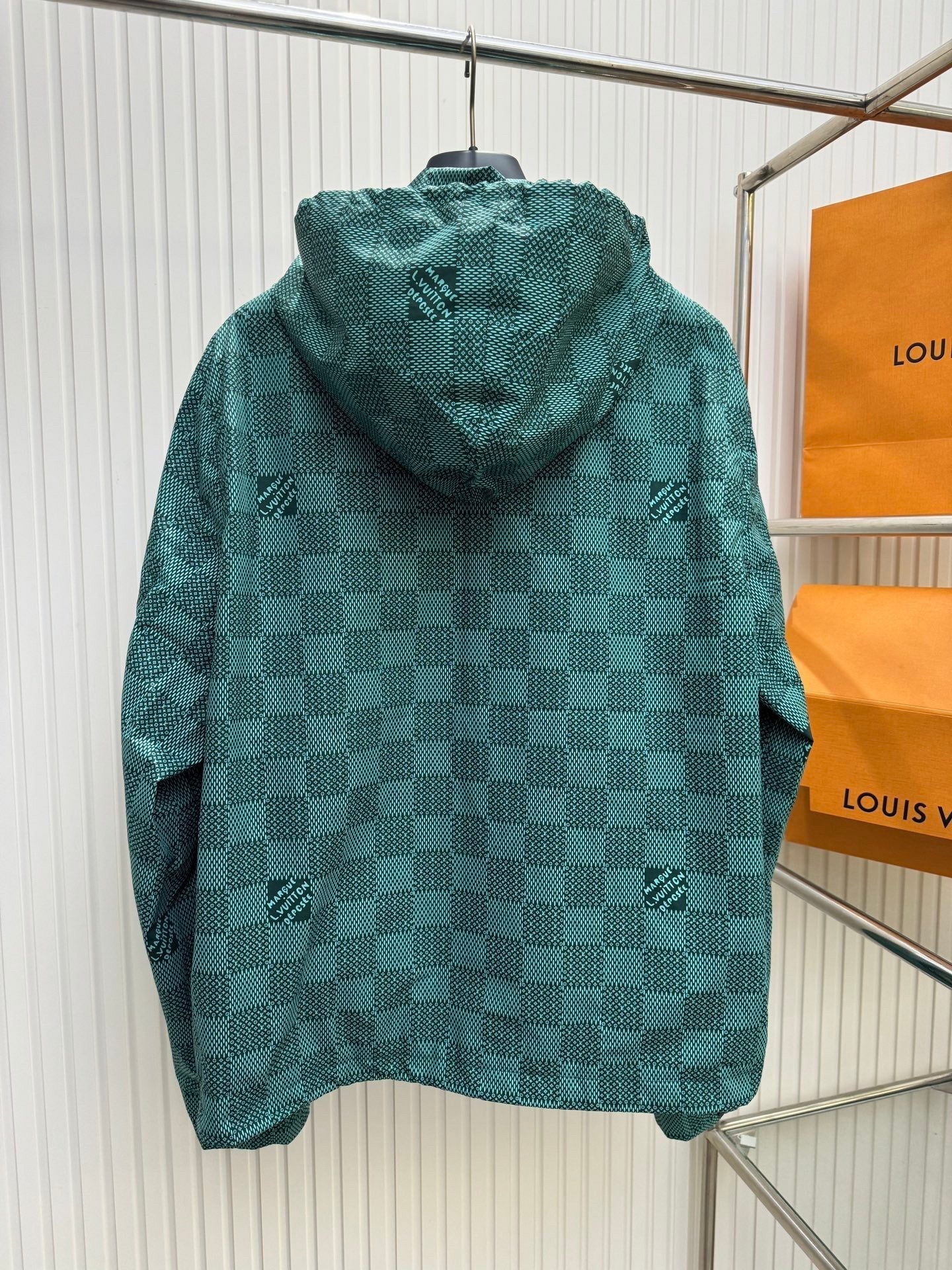 24FW NEW L checkerboard hooded windproof jacket