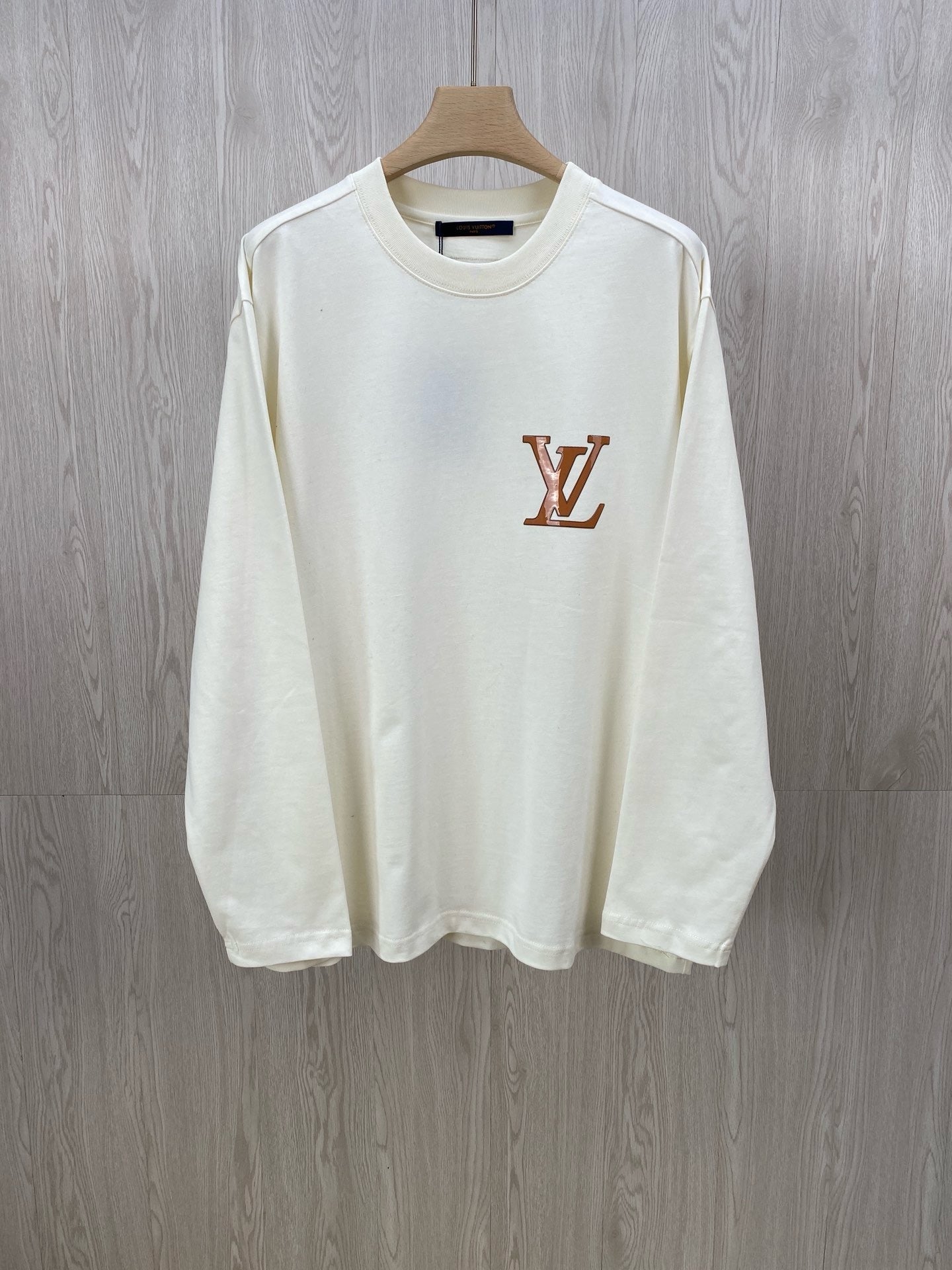 Letter Drip Print Logo Long Sleeve T-Shirt Brown