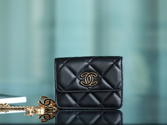 Pending Belt Clutch on Chain in Black Lambskin AGHW