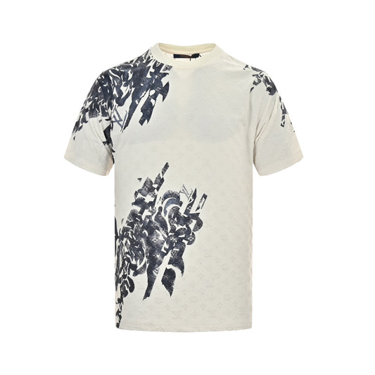 Floral ink jacquard graffiti T-shirt