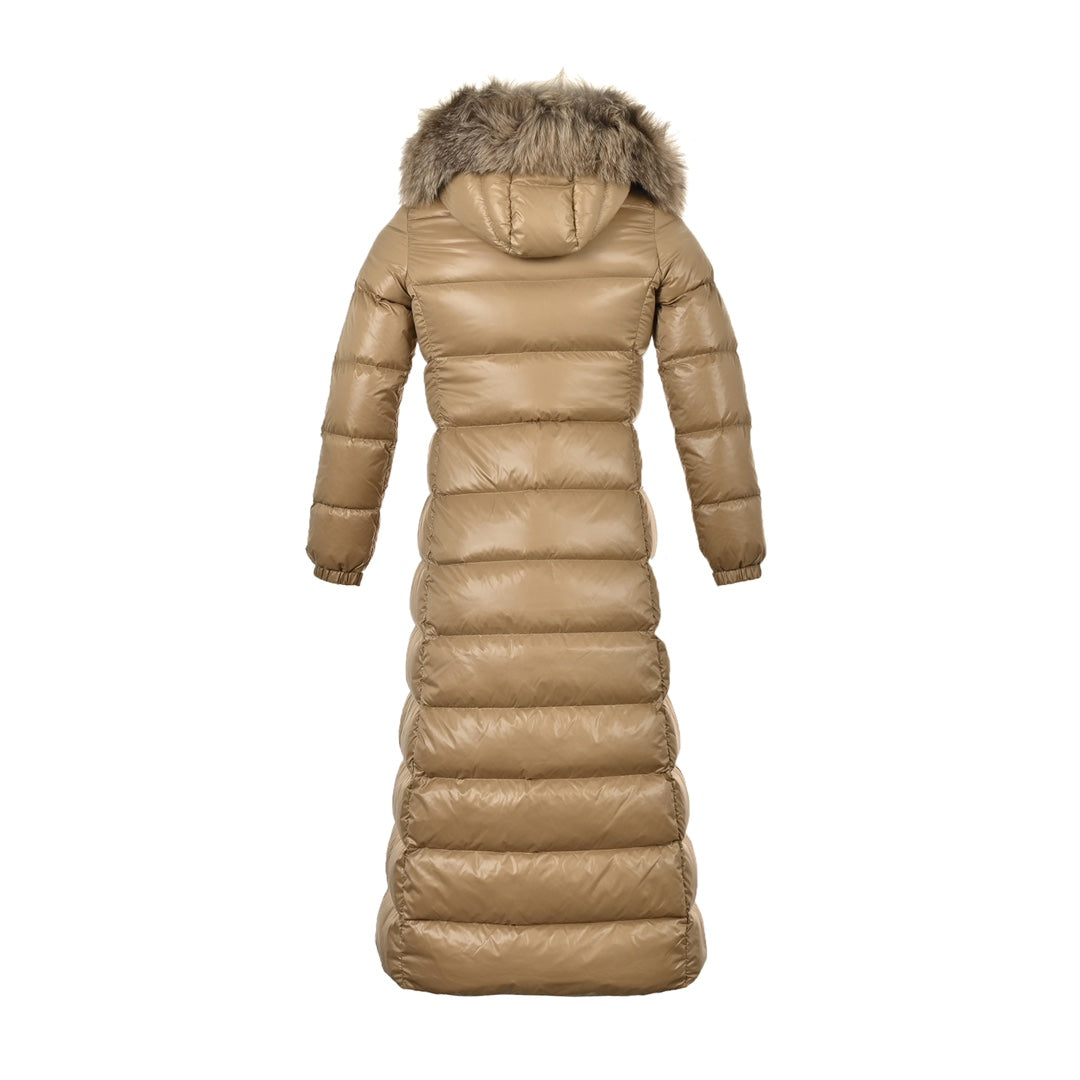 Women's extra long hooded down jacket