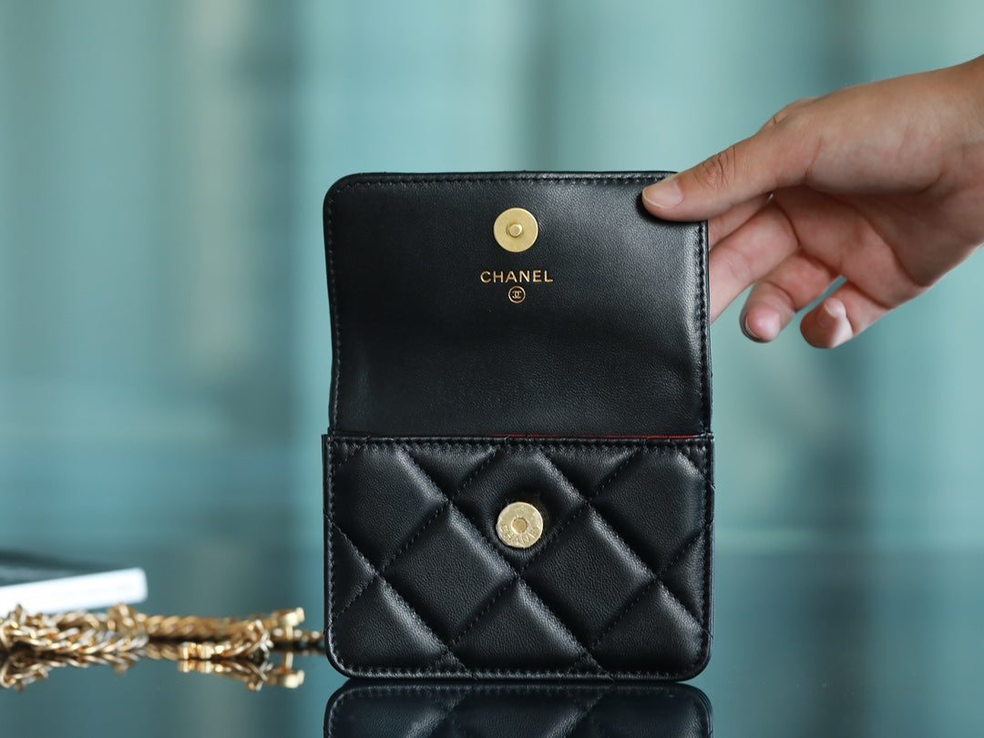 Pending Belt Clutch on Chain in Black Lambskin AGHW